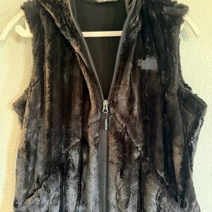 The North Face Women's Black Faux Fur Zip Vest with Hood